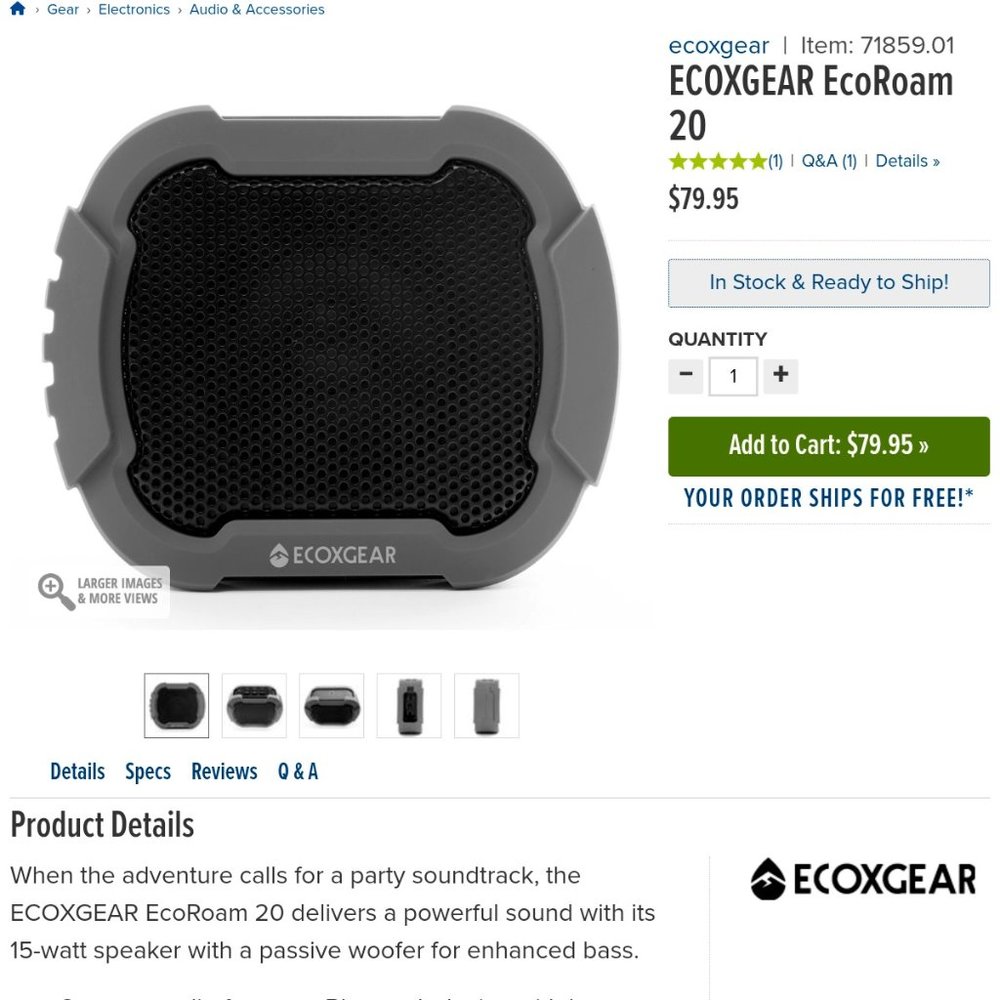 EcoRoam20 portable, Rechargeable wireless bt/AUX. speaker system